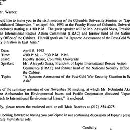 Correspondence, 1993-03-05....