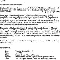 Announcements, 1997-10-28. ...