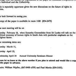 Announcements, 1991-01-21. ...