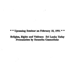 Announcements, 1991-02-18. ...