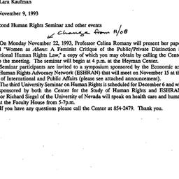 Announcements, 1993-11-09. ...