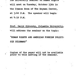 Announcements, 1981-10-13. ...