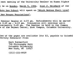 Announcements, 1984-02-20. ...