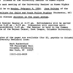 Announcements, 1984-01-16. ...