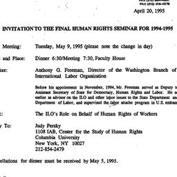 Announcements, 1995-04-20. ...