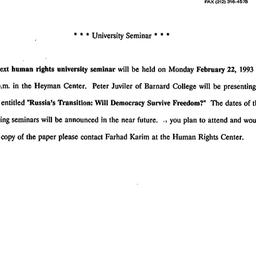 Announcements, 1993-02-22. ...