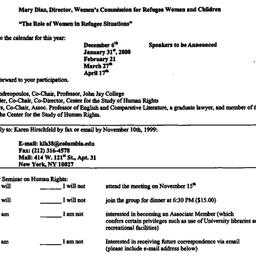 Announcements, 1999-11-15. ...