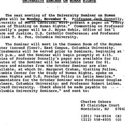 Announcements, 1987-11-09. ...