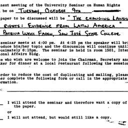 Announcements, 1979-10-09. ...