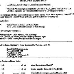 Announcements, 1999-03-08. ...