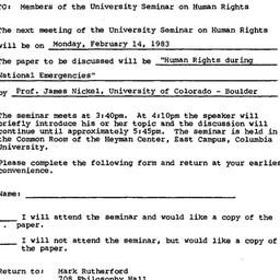 Announcements, 1983-02-14. ...