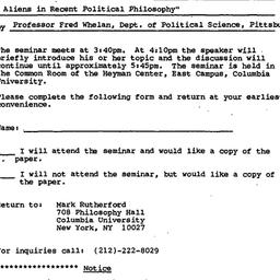 Announcements, 1982-11-08. ...