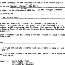 Announcements, 1983-01-24. ...