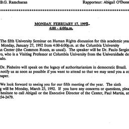 Announcements, 1992-02-17. ...