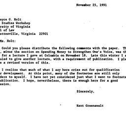 Correspondence, 1991-11-25....