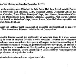 Minutes, 1991-12-09. Human ...