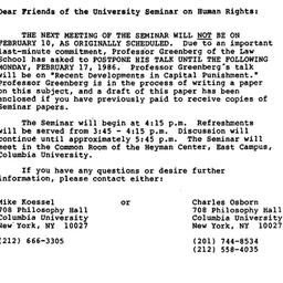 Announcements, 1986-02-05. ...