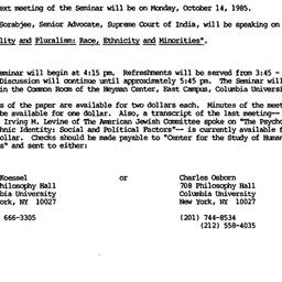 Announcements, 1985-09-30. ...