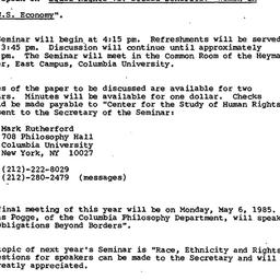 Announcements, 1985-04-10. ...