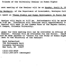 Announcements, 1985-03-25. ...