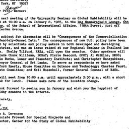 Announcements, 1986-12-01. ...