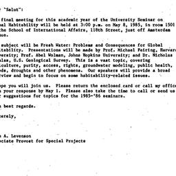 Announcements, 1985-04-10. ...