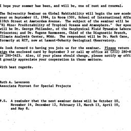 Announcements, 1985-08-10. ...