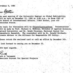 Announcements, 1984-11-09. ...