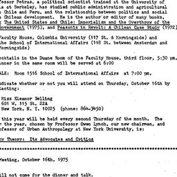 Announcements, 1975-10-16. ...