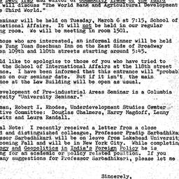 Announcements, 1979-03-06. ...