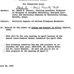 Announcements, 1969-04-08. ...