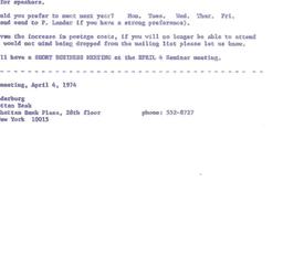 Announcements, 1974-04-04. ...