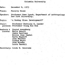 Minutes, 1973-12-06. Develo...
