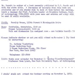 Announcements, 1973-11-01. ...