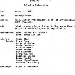 Minutes, 1974-03-07. Develo...