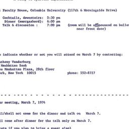 Announcements, 1974-03-07. ...