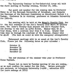 Announcements, 1961-10-17. ...