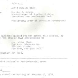 Announcements, 1970-11-10. ...