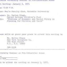 Announcements, 1971-01-05. ...