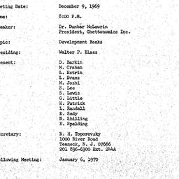 Minutes, 1969-12-09. Develo...