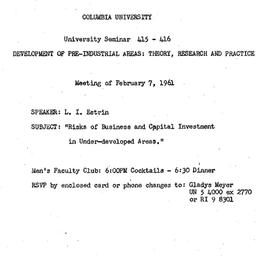 Announcements, 1961-02-07. ...
