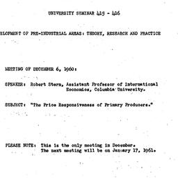 Announcements, 1960-12-06. ...