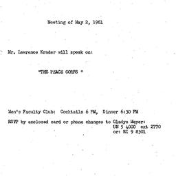 Announcements, 1961-05-02. ...
