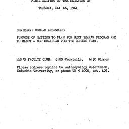 Announcements, 1961-05-16. ...