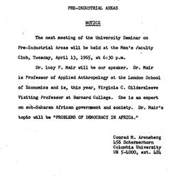 Announcements, 1965-04-13. ...