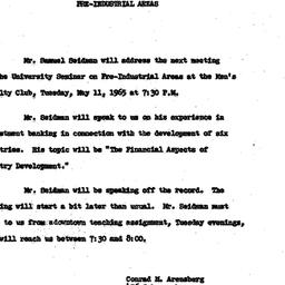 Announcements, 1965-05-11. ...