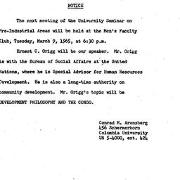 Announcements, 1965-03-09. ...
