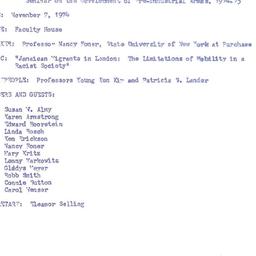 Announcements, 1974-11-07. ...
