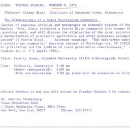 Announcements, 1974-10-08. ...