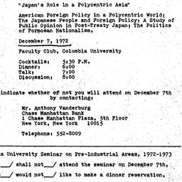Announcements, 1972-12-07. ...